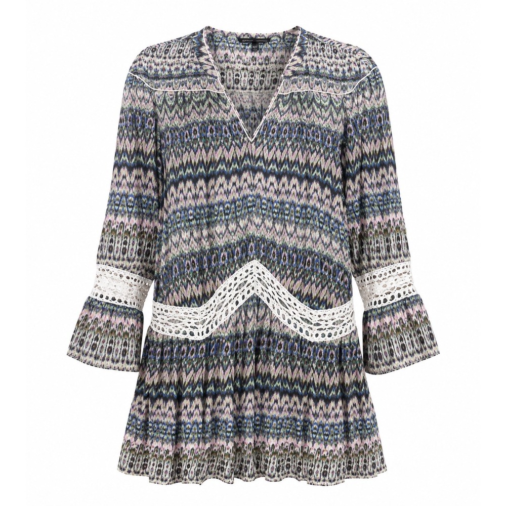Victoria's Secret‎ Boho Crochet Lace Tunic Dress Medium Multicolor Bell Sleeve